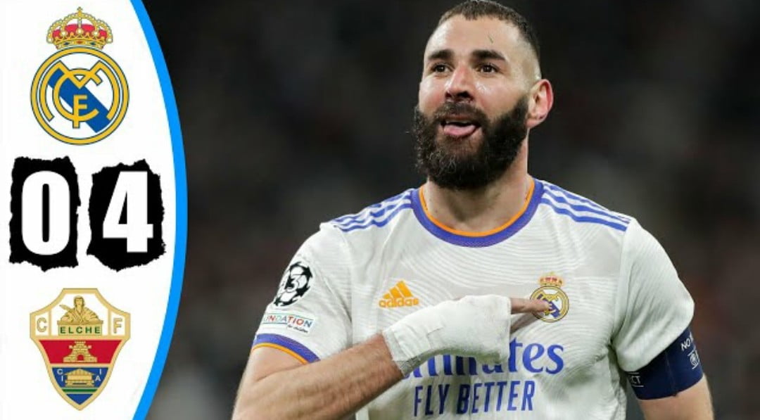 فيديو ملخص واهداف مباراة ريال مدريد وإلتشي 4-0 في الدوري الاسباني